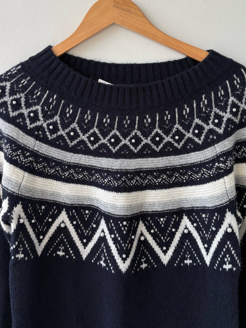 Talbots Embroidered Yoke Boatneck Pullover - Fair Isle Medium NWT - Picture 6 of 8